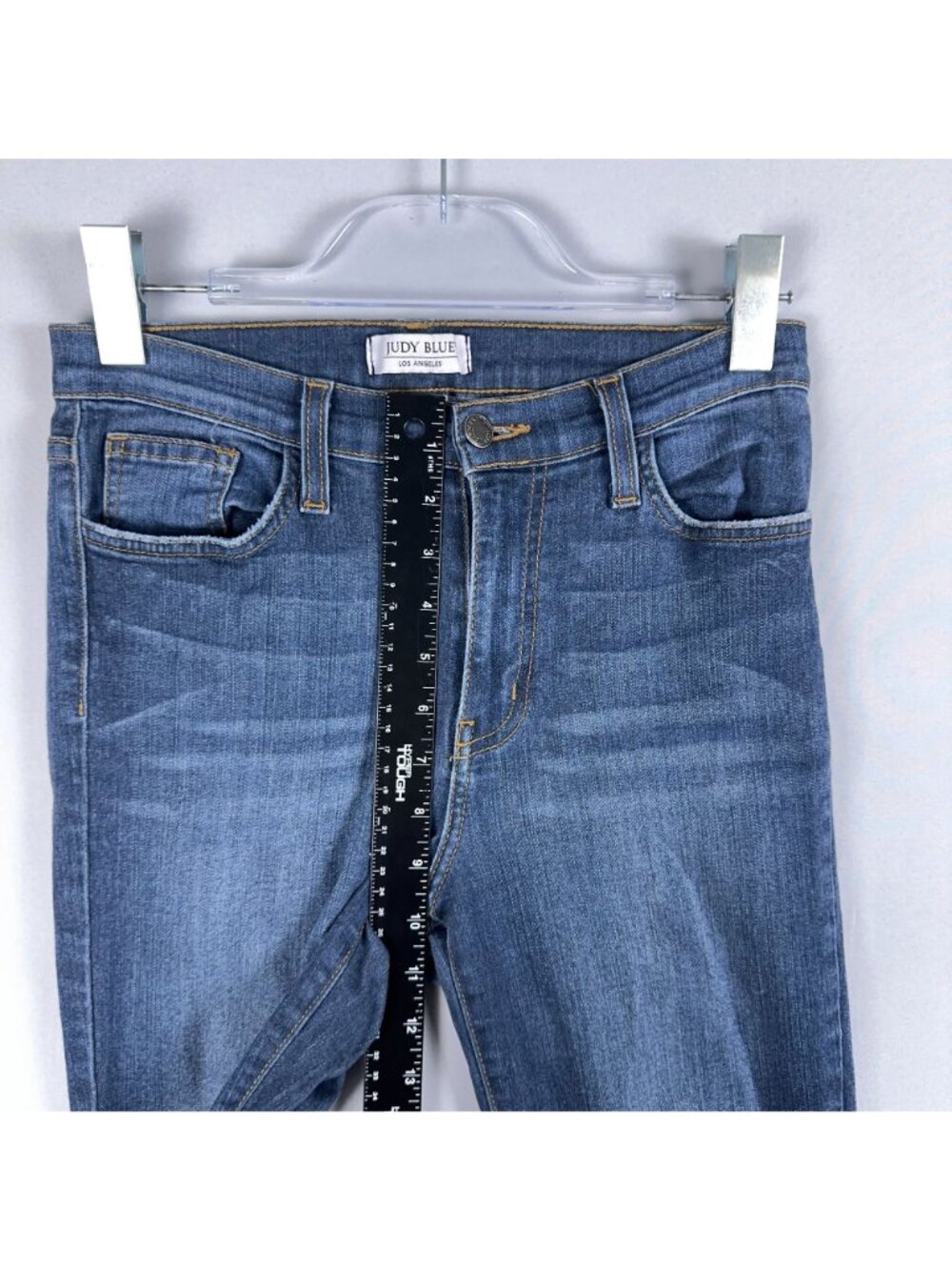 Judy Blue Jeans Size 7 Skinny Mid Rise Blue Dark Wash Made In USA - Picture 10 of 13